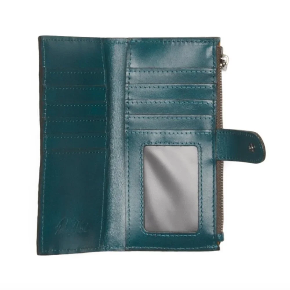 PATRICIA NASH Nazari Blue Coral Tooled Bifold RFID Leather Wallet